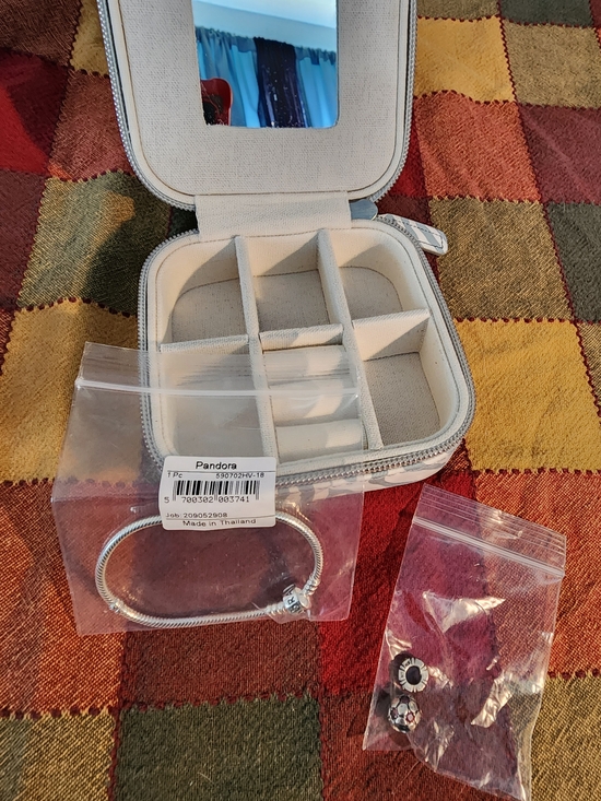 Pandora Jewelry - Pandora Silver Bracelet NEW, 2 Charms &  Jewelry Travel Case